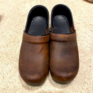 Dansko Dark Brown Leather Clogs Size 38/7.5